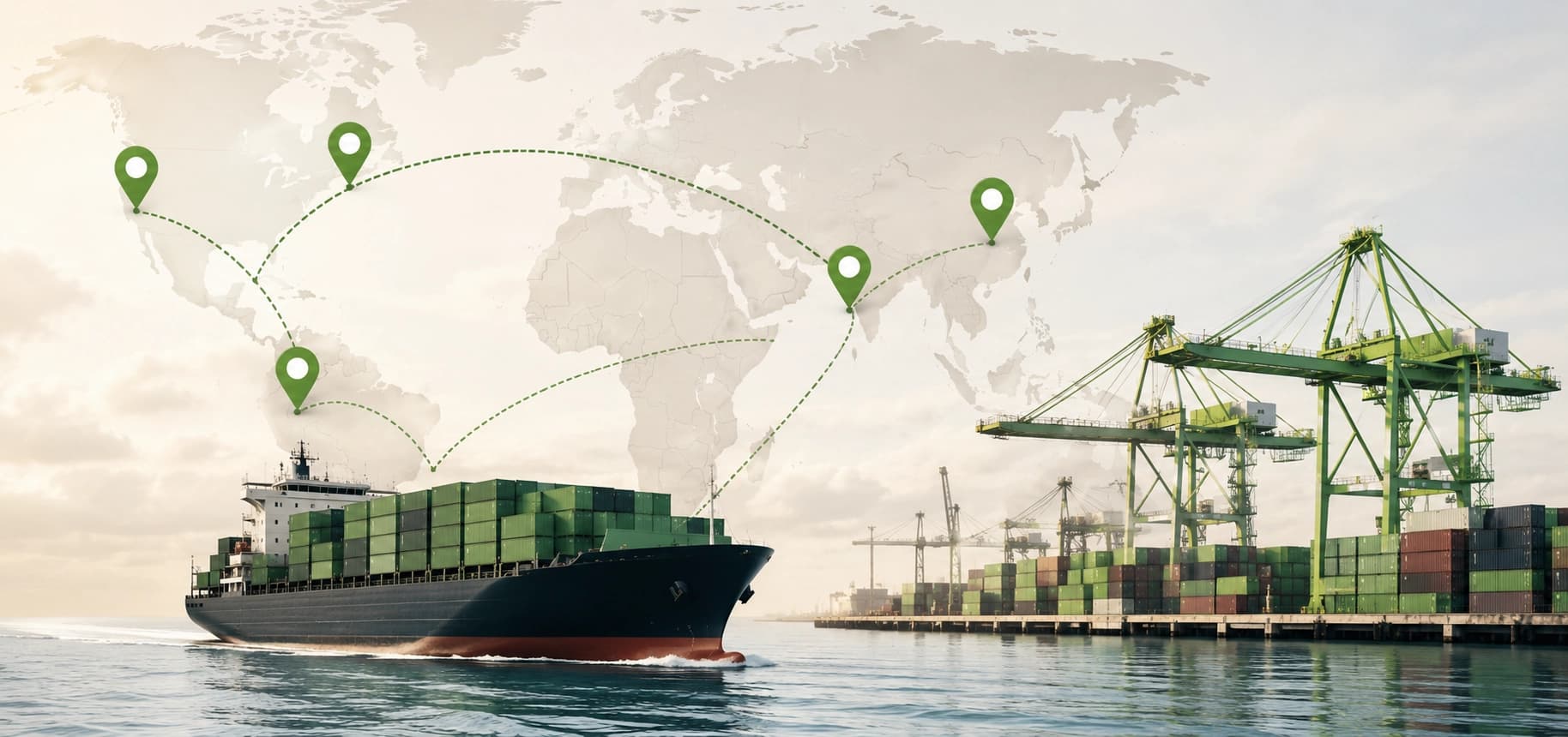 Shipping route visualization from India to USA ports
