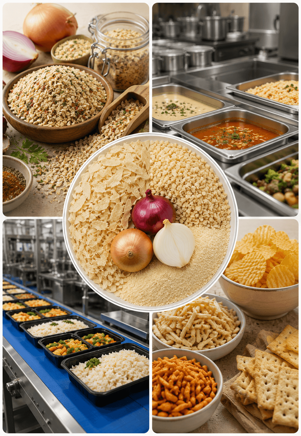 Dehydrated onion for commercial food manufacturing applications in Germany