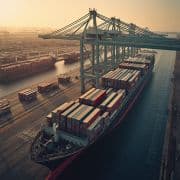 Container ship at port for food ingredient export